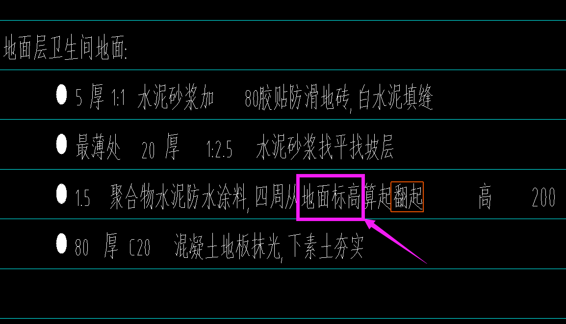 地面标高指的是卫生间地面标高么?还是什么标高?