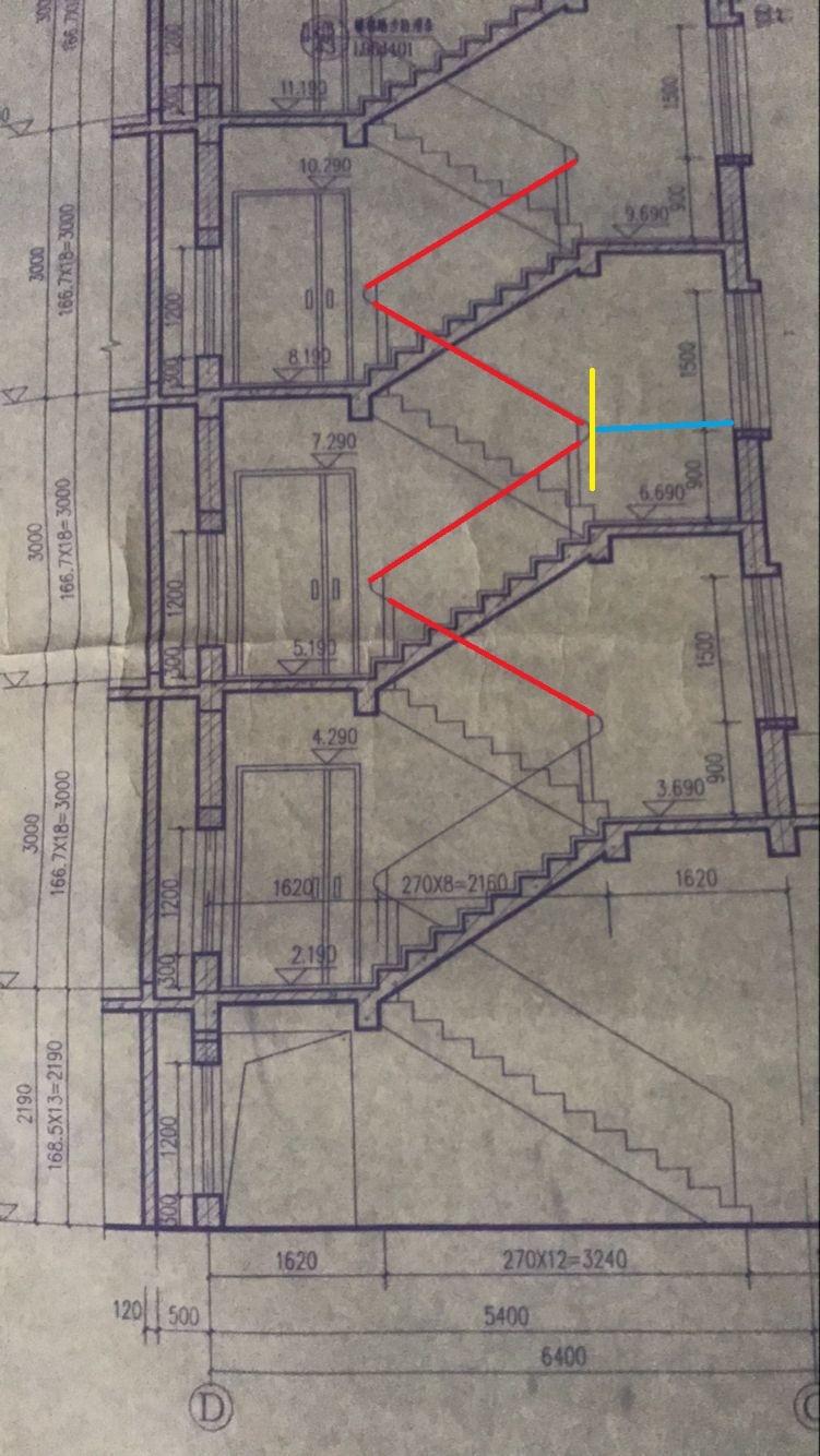 图2是楼梯的说明,从图和说明中怎么看出栏杆距边的长度