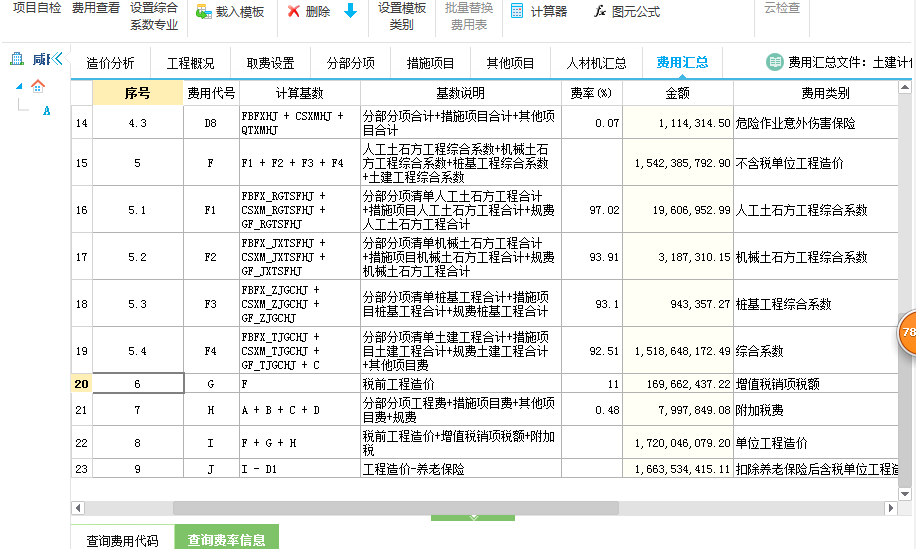 费用汇总