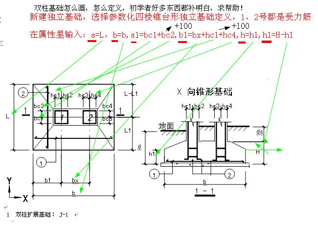 双柱基础怎么画