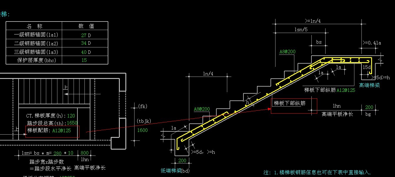 钢筋参数输入11g1012楼梯里的梯板钢筋是指什么钢筋