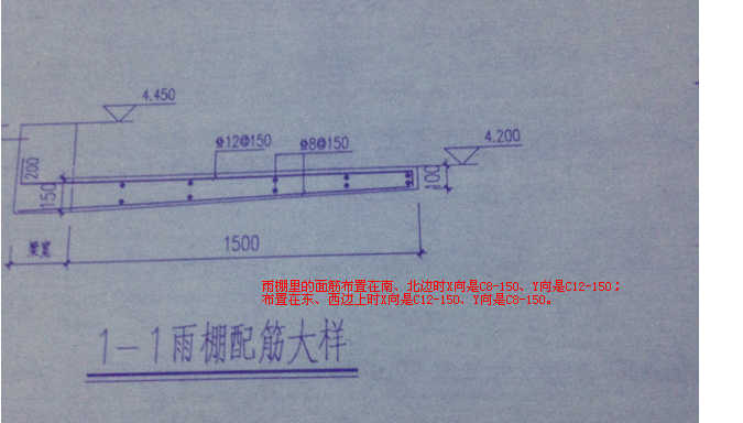 请教高手解释下雨棚配筋图