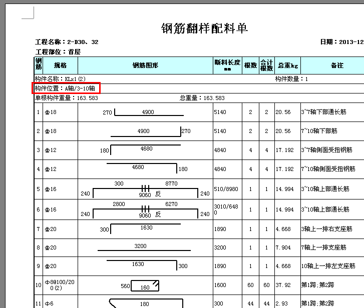 构件位置