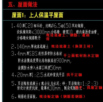 关于上人屋面的做法看下图重庆的定额帮忙看看需要套哪些定额谢谢