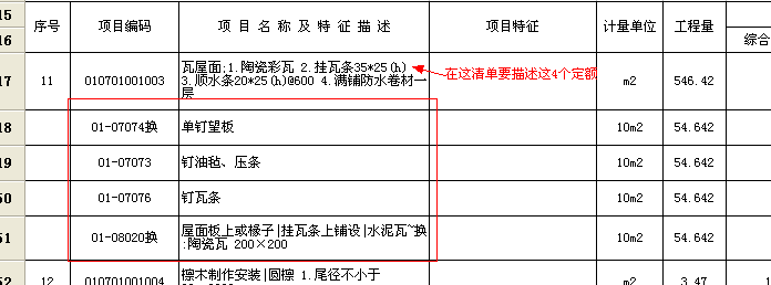 项目特征