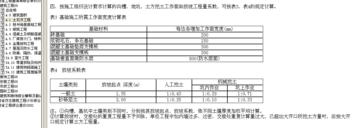 放坡系数