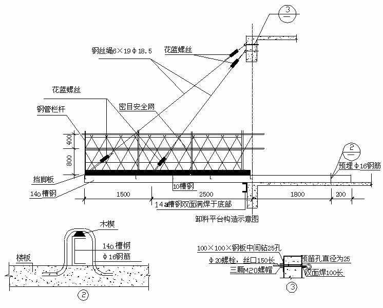 卸料平台钢梁锚固