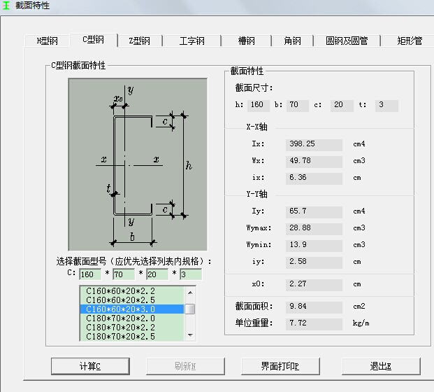 这是c型钢,不是槽钢,表示意思和理论重量如图