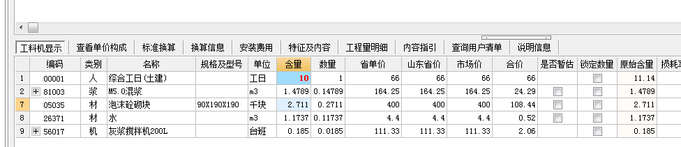 人工含量