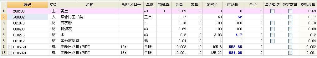 工料机编号