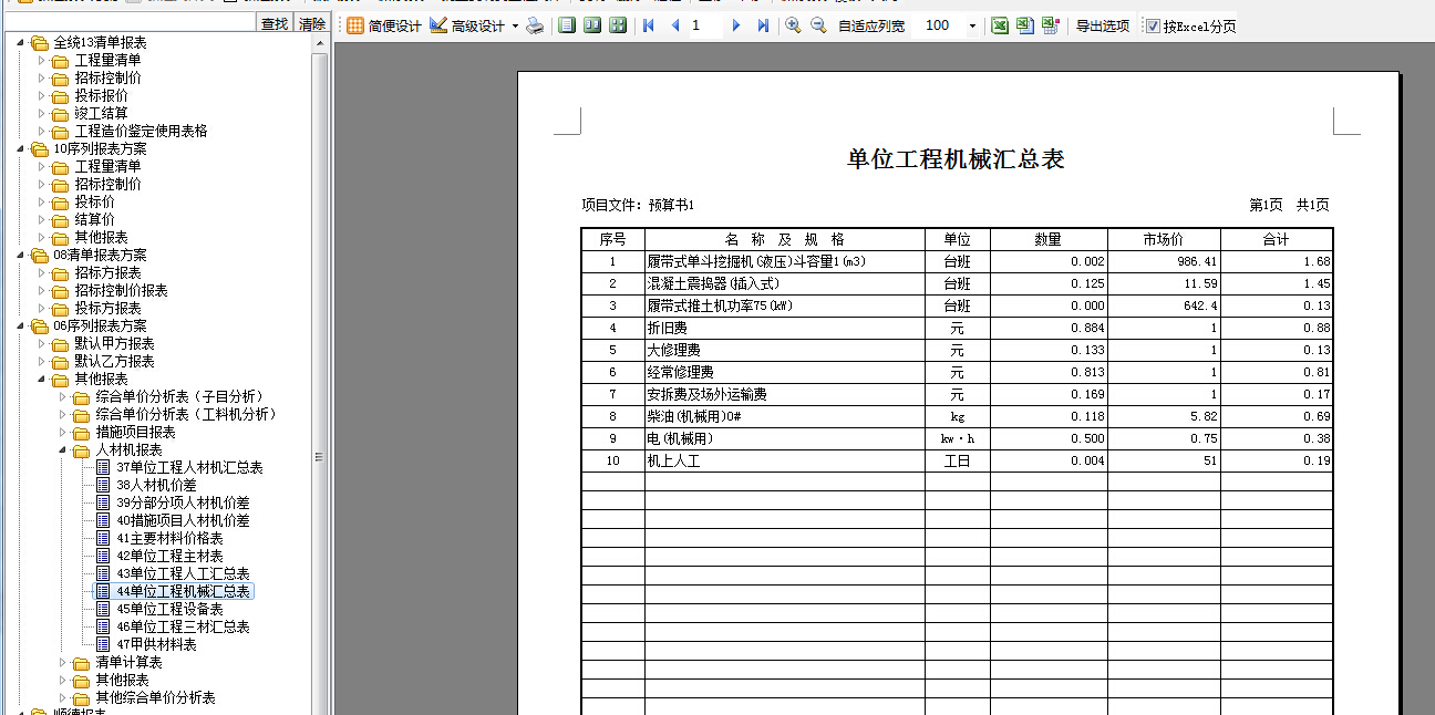 广东省建设施工机械台班费用