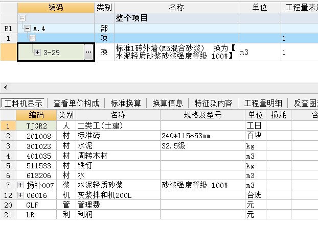計價表