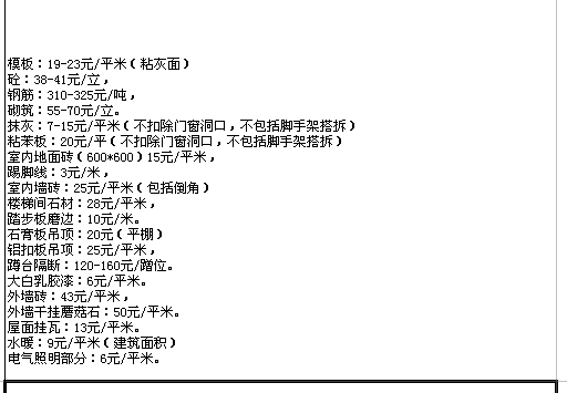 单方造价