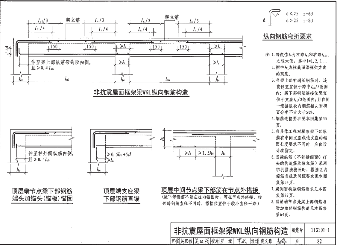 请问屋面框架梁的上部纵筋可以直锚吗?屋面非框架梁的