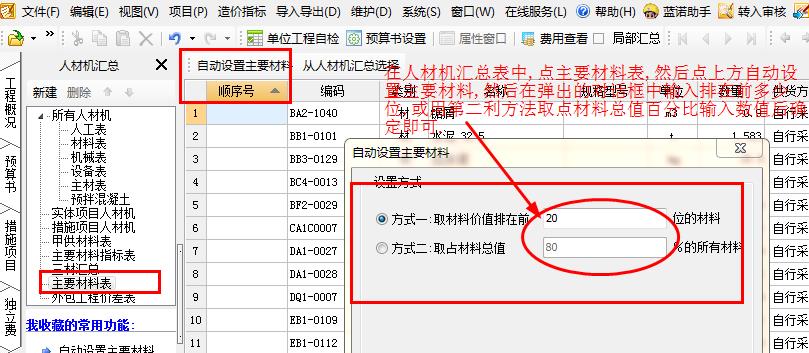 材料表