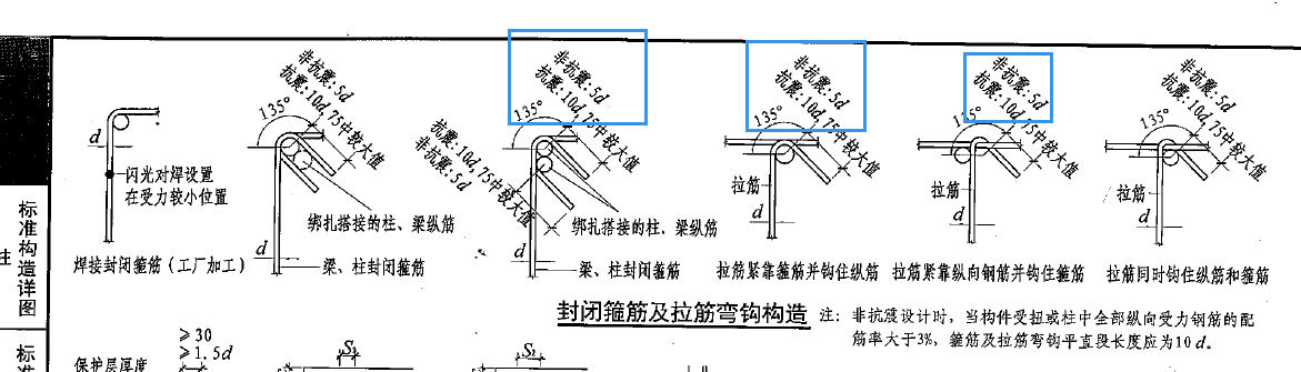 非框架梁的箍筋度弯钩,平直段长度取5d还是ma(10d