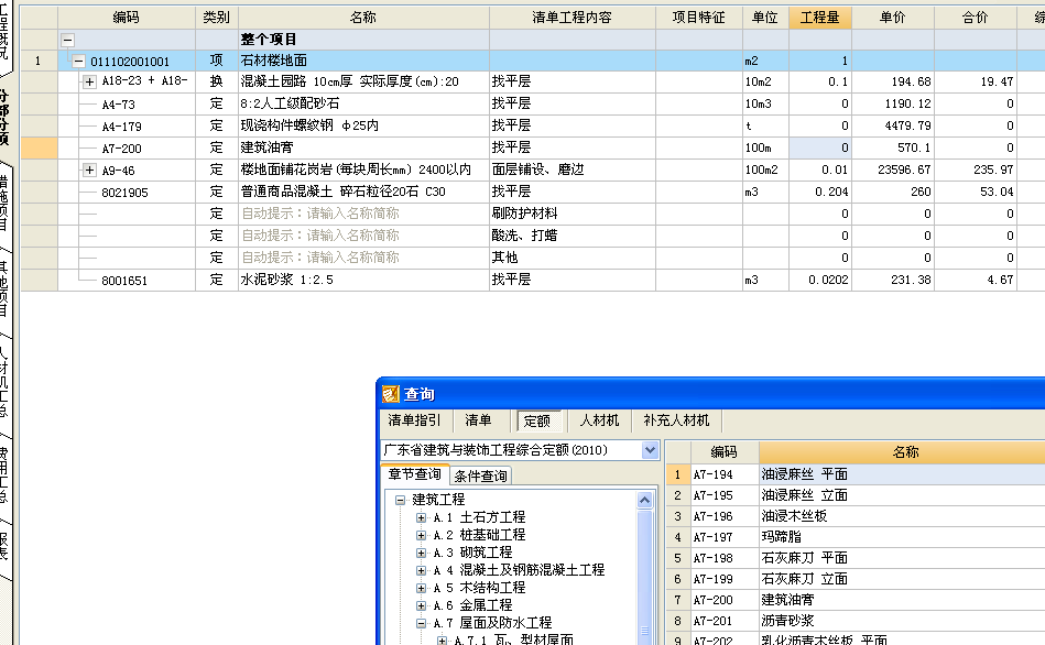 项目特征