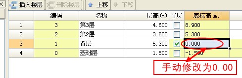 首层底标高