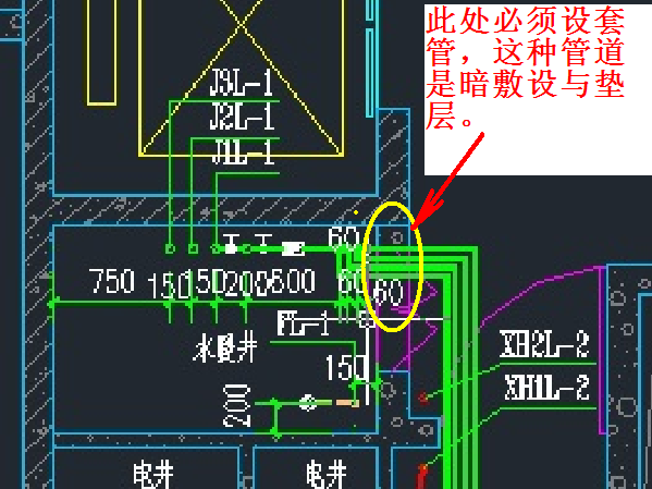 从水暖井出来的给水管到户内管,出水暖井门下面的管要预埋套管