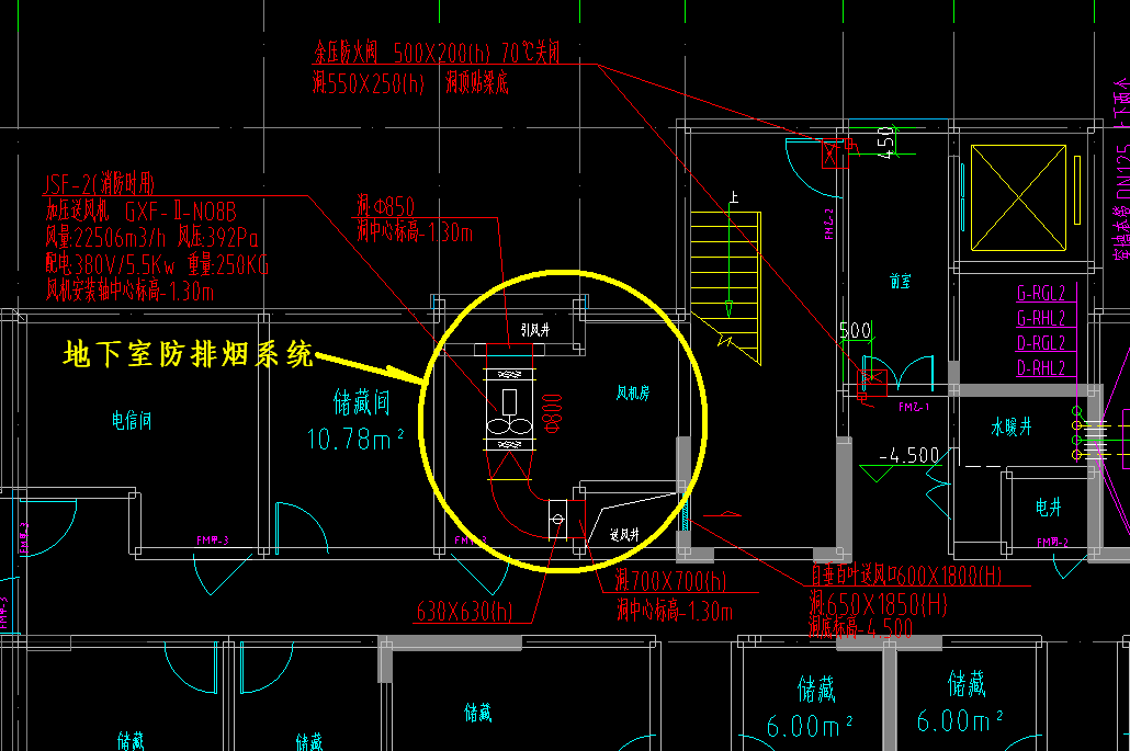 消防不包括通风(卫生间),仅包含地下室和室内风井加压送风排烟