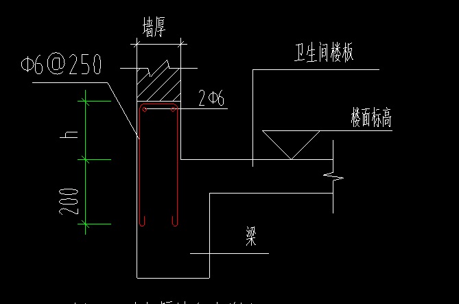 洞外做C20砼翻边,宽200mm,高200mm广联达中摩天轮cad过程绘制图纸图片