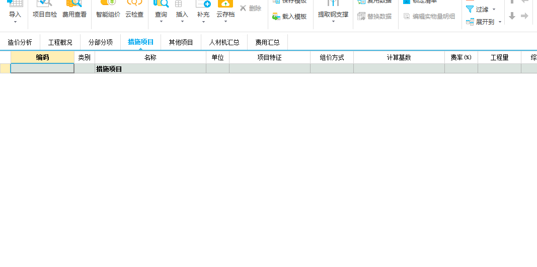 顯示措施項(xiàng)
