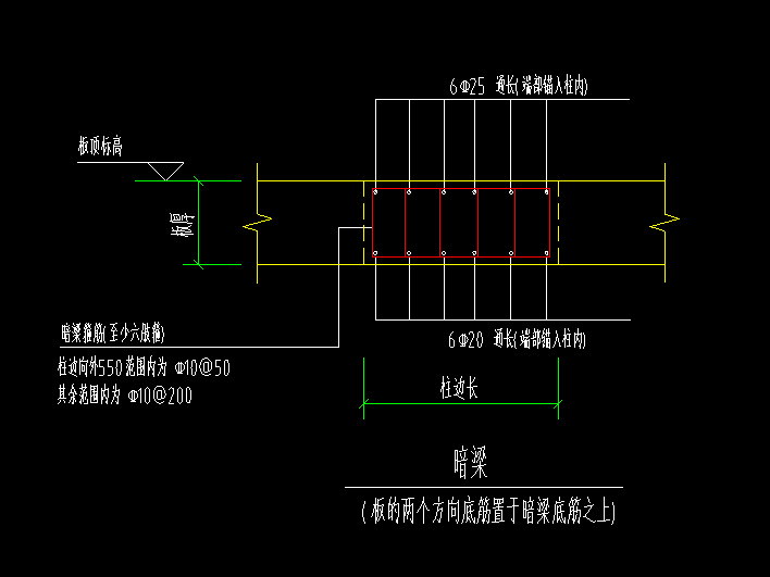 请问板带内暗梁是按图中箭头的方向通长交叉布置吗