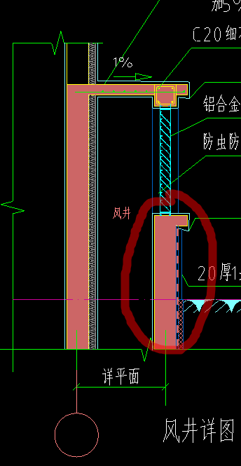 我想向大家请教这种风井是按砌体墙画还是剪力墙画看节点和平面图对不