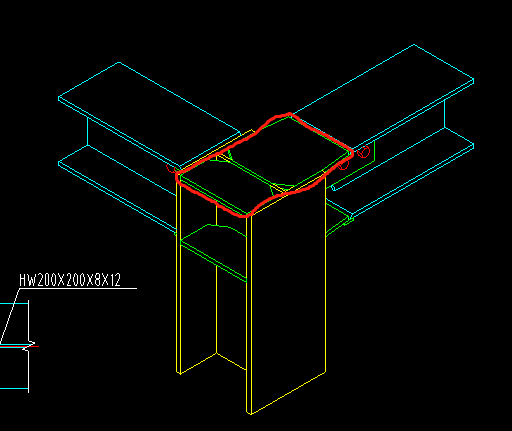 这个图中钢柱与钢梁的连接处怎么画再钢结构软件中应选什么