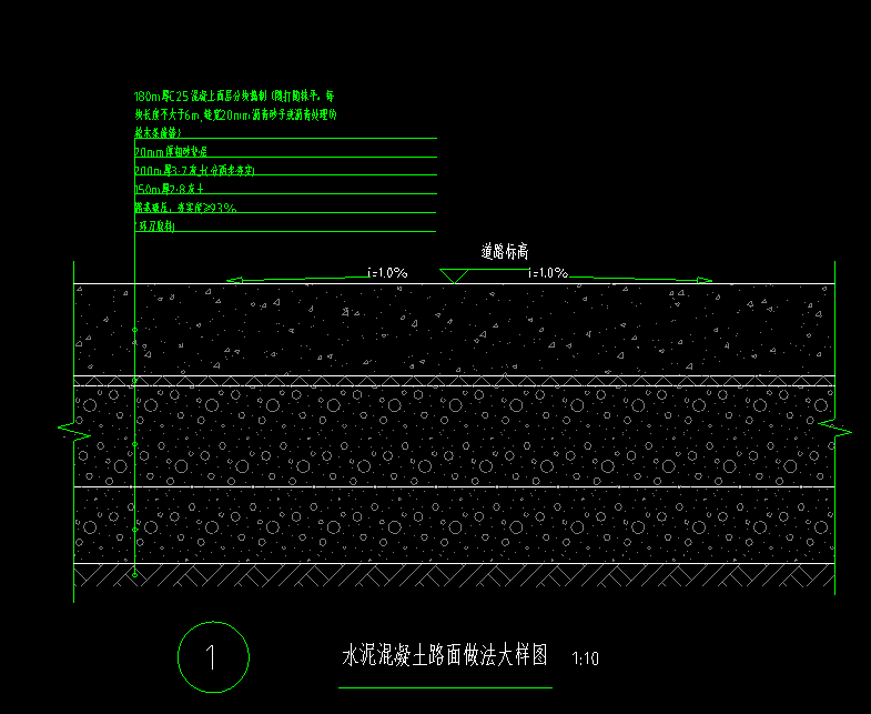 做一个混凝土道路在图纸中只有结构做法说明图但是没有说明水粉层和