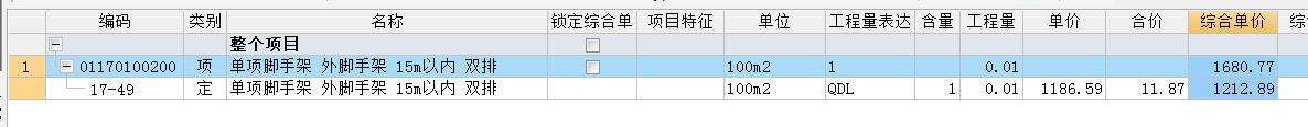 綜合單價不