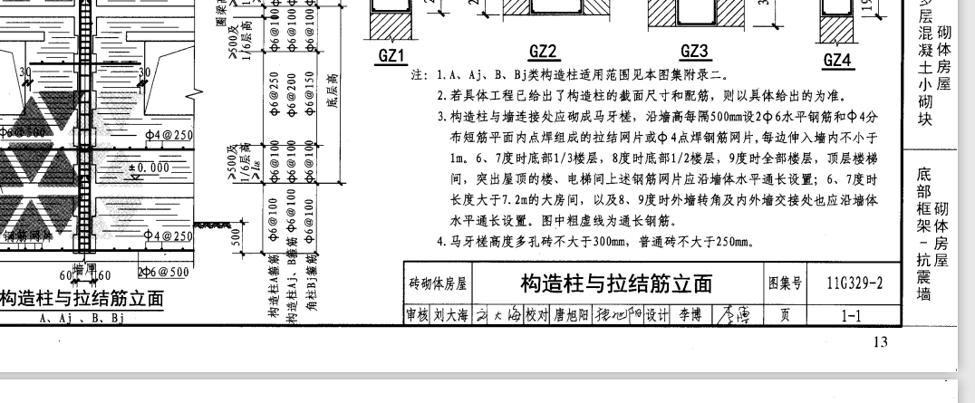 砌体墙,构造柱,圈梁,砖混结构在哪个图集?