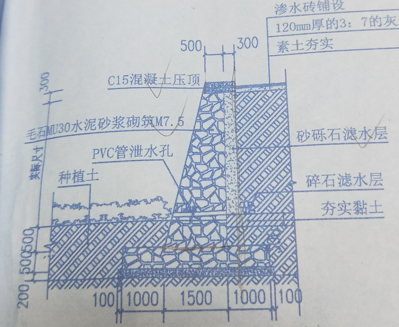 各位大神帮帮忙请教一下这种挡土墙怎么计算土方和回填在线等