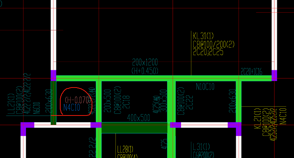 框架梁原位标注上部钢筋做n4c10要填在哪里,第二张图的n4c10又要填在