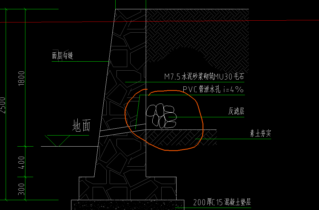 大家好,泄水孔直径为dn75的挡土墙的反滤层(碎石回填)