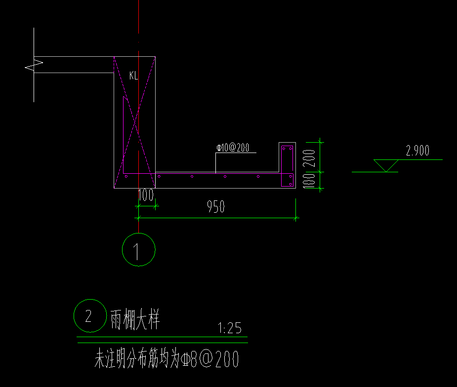 雨棚用挑檐画还是板画像这样锚固的钢筋怎么画