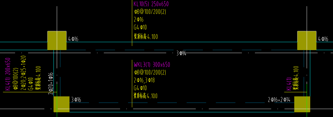 梁集中标注梁顶标高41只是当前跨的梁顶标高其他4跨是不是平板面