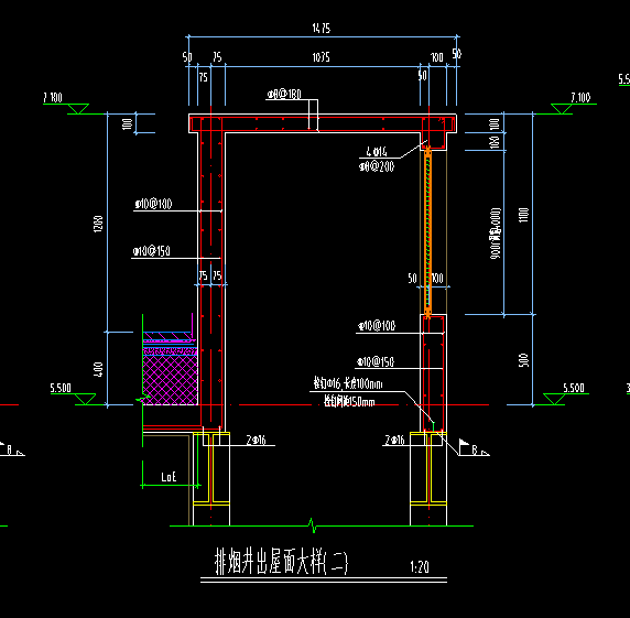 这里的排烟井出屋面图怎么在广联达里定义这里的钢筋如何识图呢谢谢