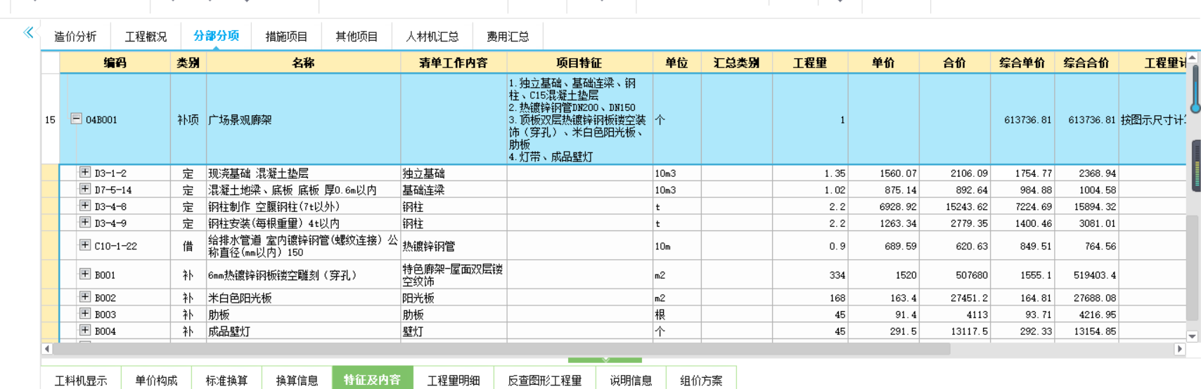 綜合單價分析