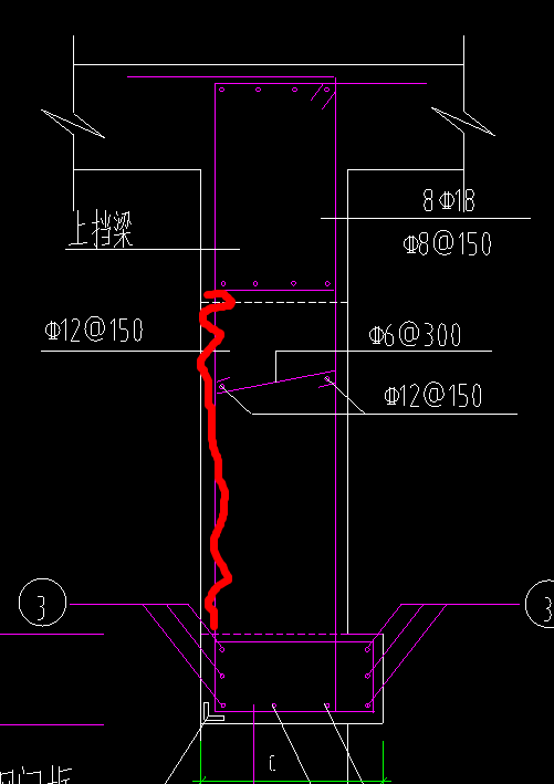 人防门构造上挡梁用暗梁画还是直接截面编辑纵筋的范围是不是红线