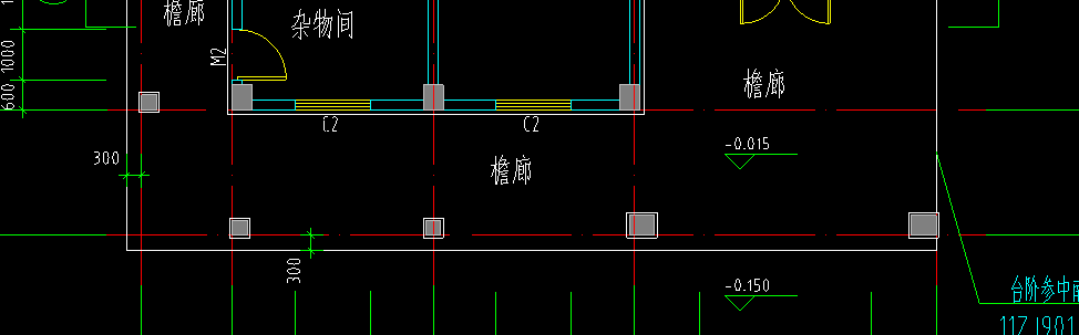 有檐廊的话散水是在檐廊外边线开始画嘛