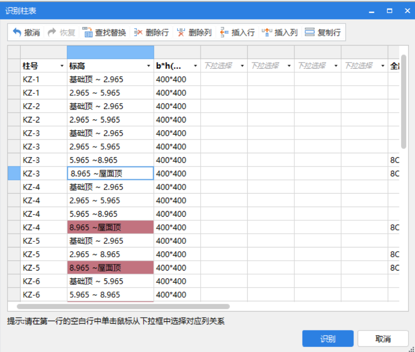 柱表