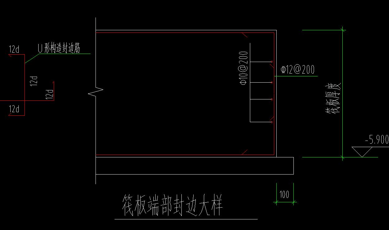 筏板哪个是侧面纵筋哪个是u型构造封边钢筋