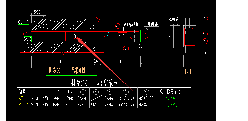 3号筋是锚固内的箍筋.属于砖混结构中的悬挑梁