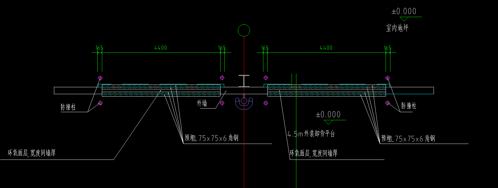 这个叉车坡道怎么画 还有里面的预埋角钢