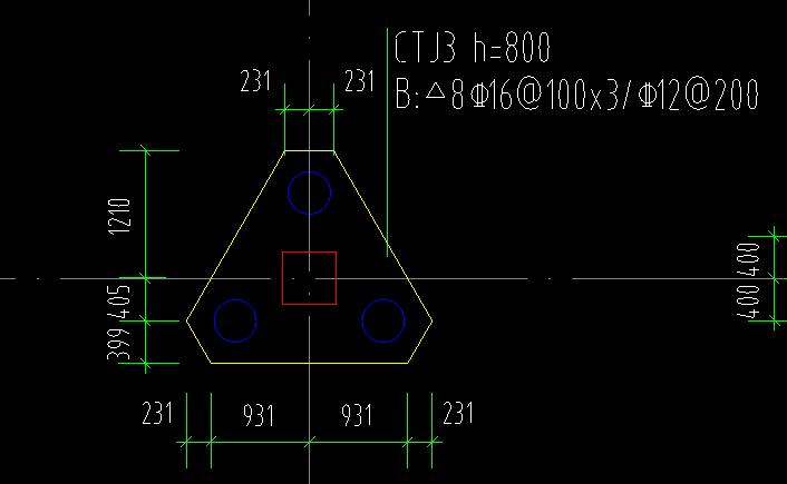 这个标注中的正三角桩承台该如何在广联达gtj中参数化