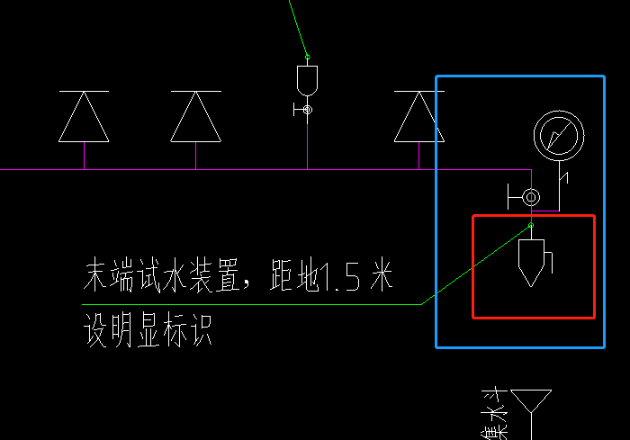 2,末端试水装置包括篮框里的三个还是只有红色的一个?