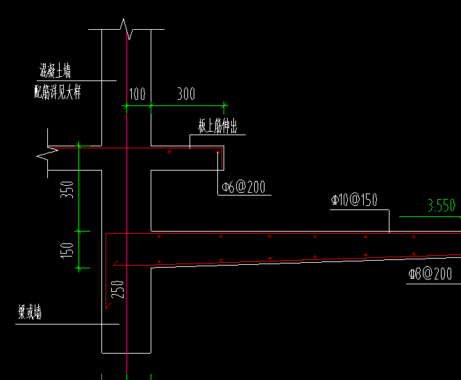 关于挑檐的板上筋伸出,导致不需要的范围也伸出了钢筋