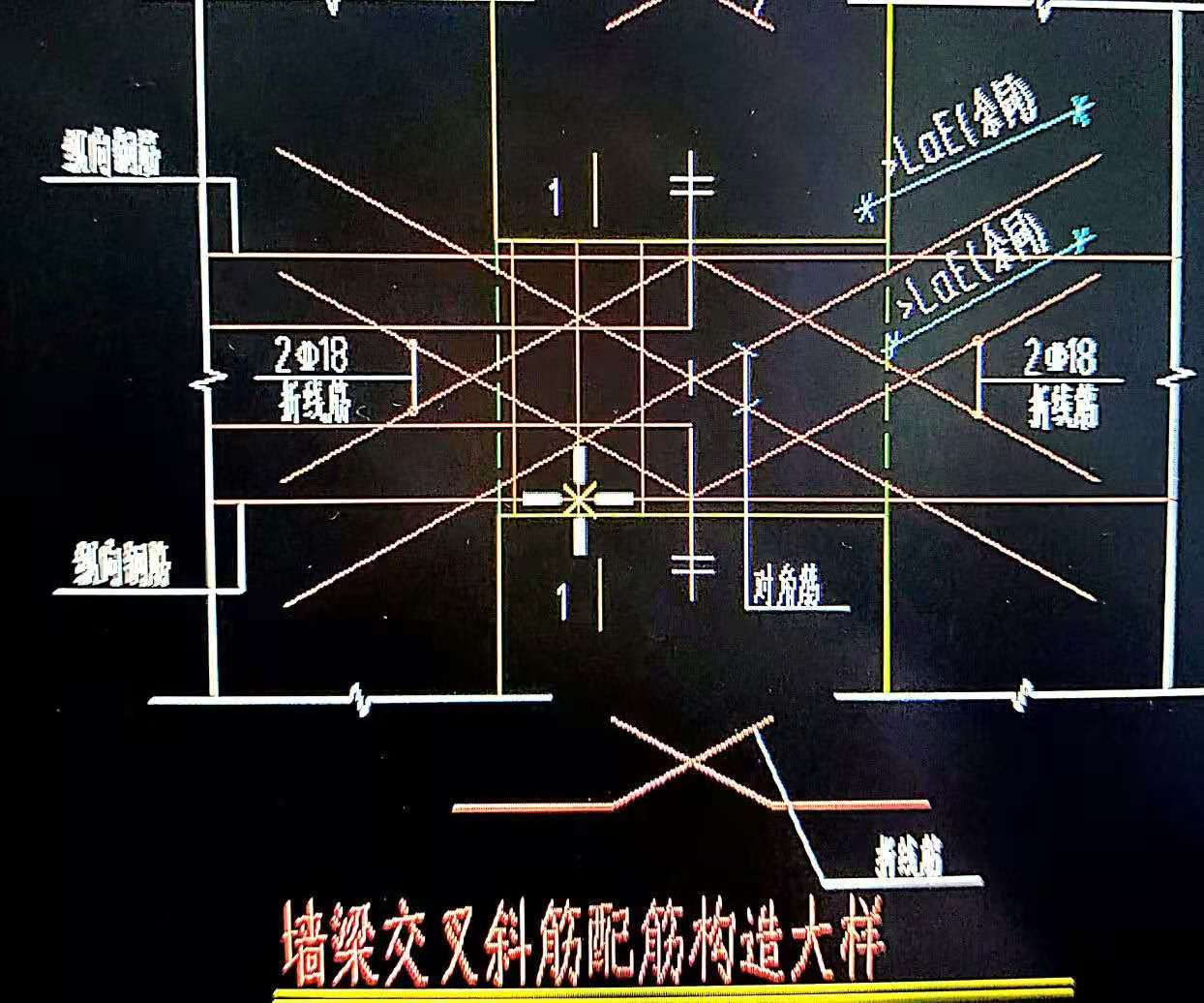 连梁的画法和斜向交叉筋