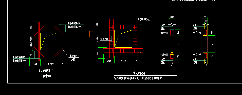 请问老师们如图洞口加强筋该如何布置如果洞口尺寸为7501500该取那种